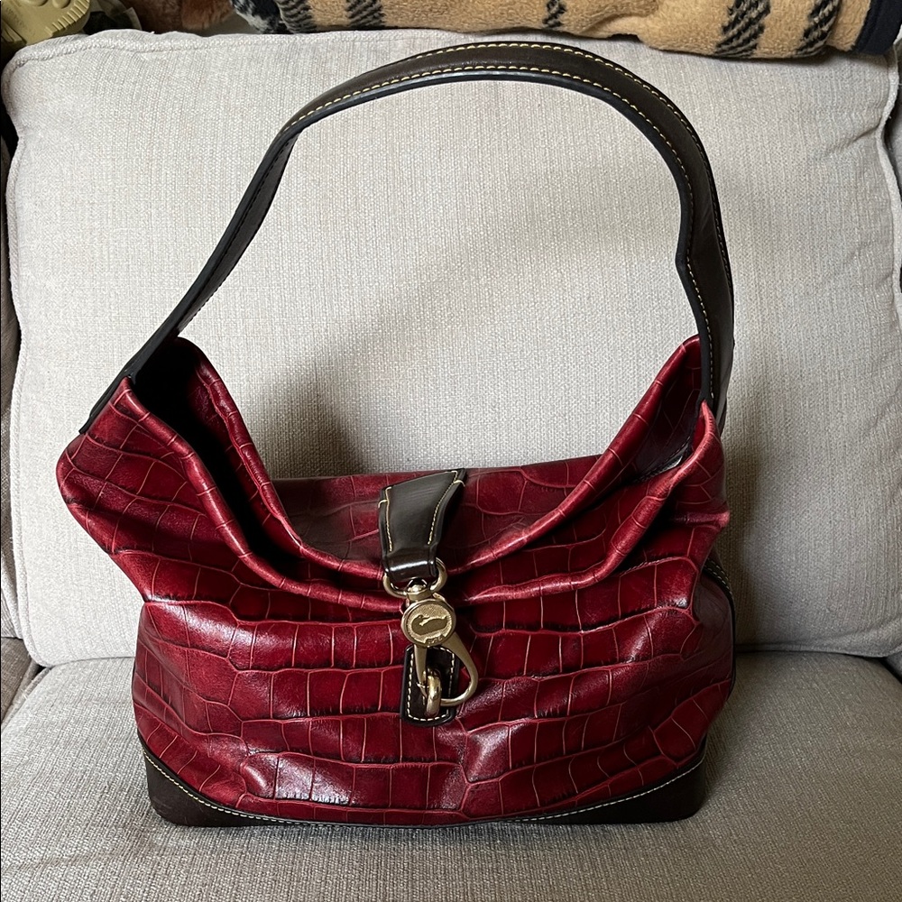 Dooney & Bourke Red Croc-Embossed Hobo Bag
